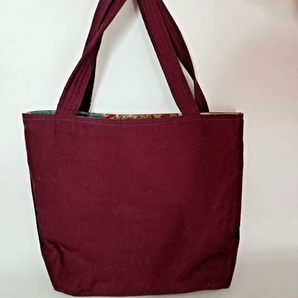 Patchwork Fabric Reversible Handbag Cloth Solid & Patchwork Options Tote - Picture 7 of 7